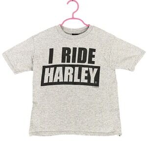 Harley Davidson Shirt‎ Boys 7 Gray Motorcycle Bike Chopper "I Ride" Youth